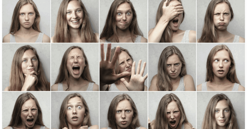 image - California Mental Health Depressive personality disorder: A montage of a woman showing various emotions, illustrating mood swings and mental health.