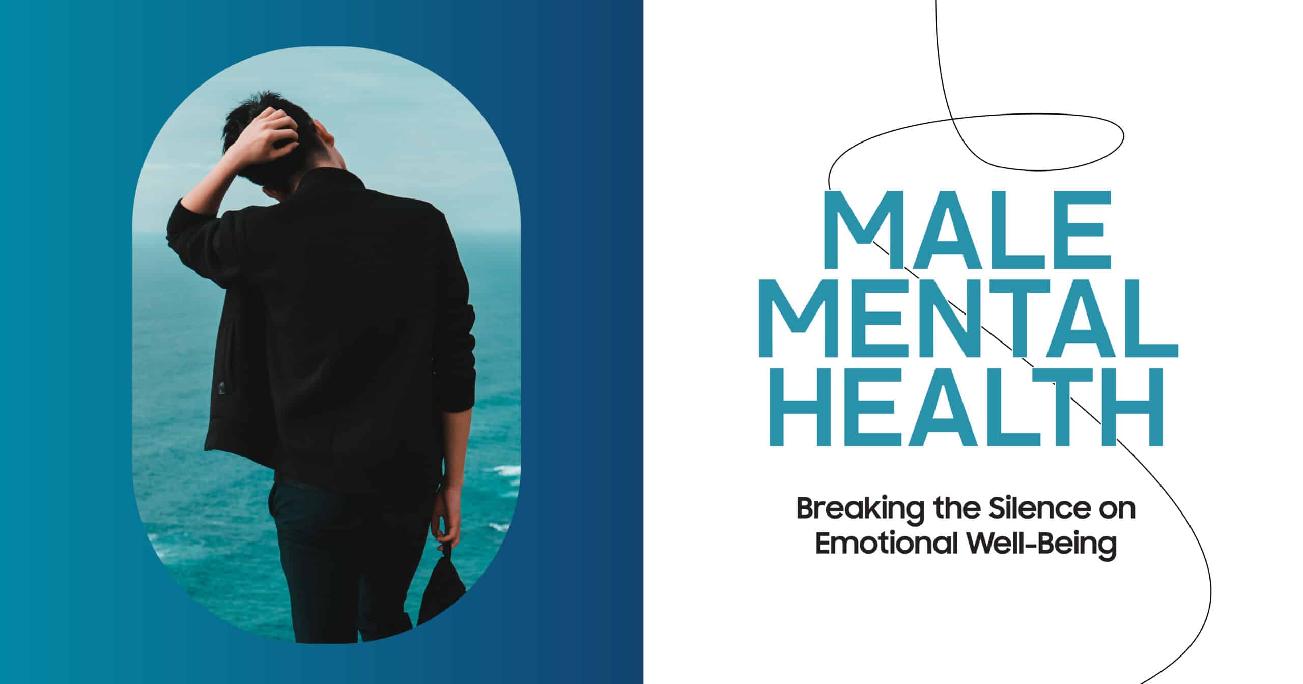 Male Mental Health: A man stands contemplating the ocean, representing emotional well-being and breaking the silence on mental health.