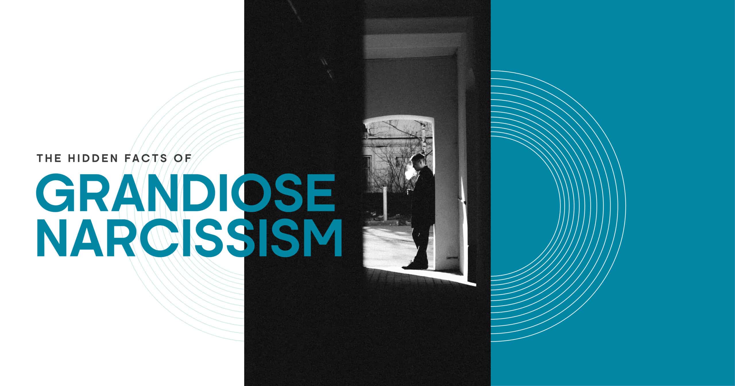 Grandiose Narcissism: Man in doorway, exploring hidden traits and behaviors related to narcissistic personality disorder.