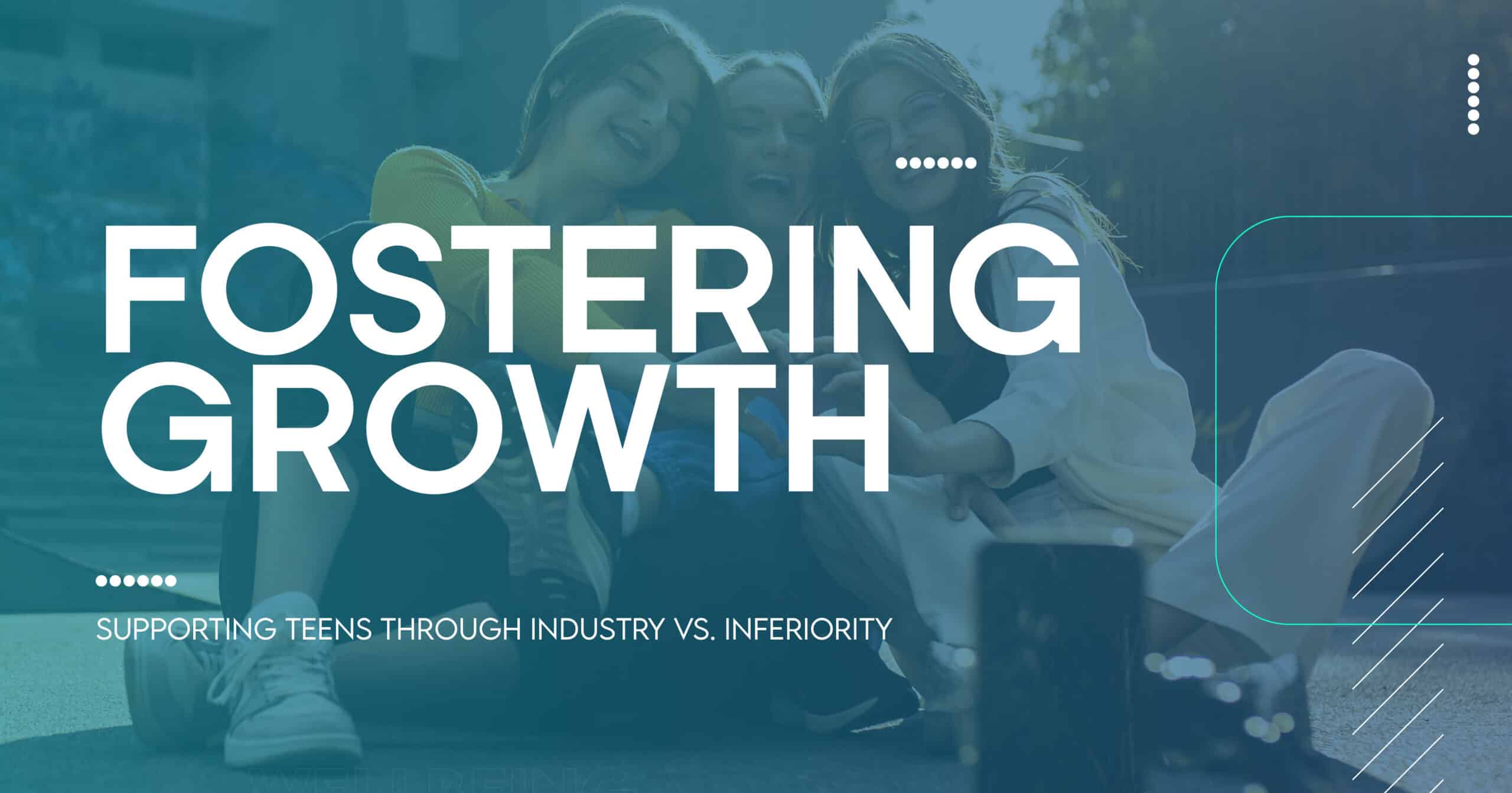 Fostering Growth: Three happy teens supporting each other. Industry vs. Inferiority in adolescent mental health.