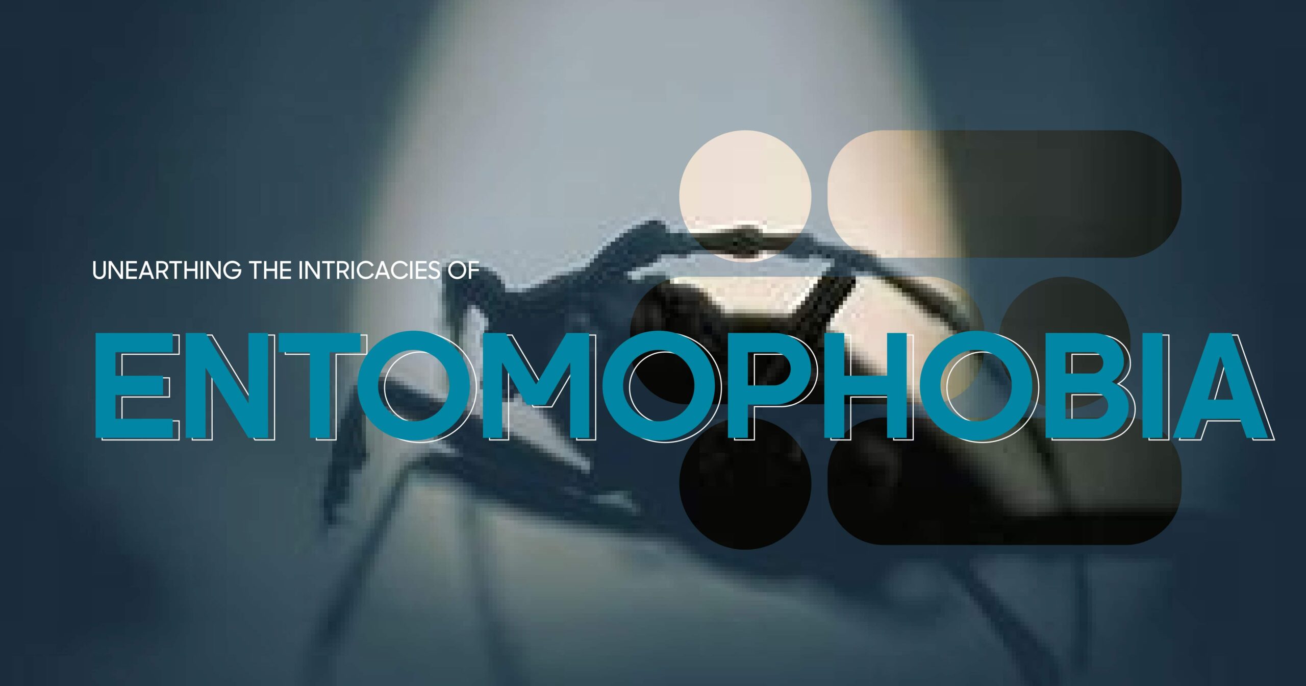 Entomophobia: Understanding insect phobia. Image depicts a blurred insect behind the word "ENTOMOPHOBIA", highlighting fear of insects.