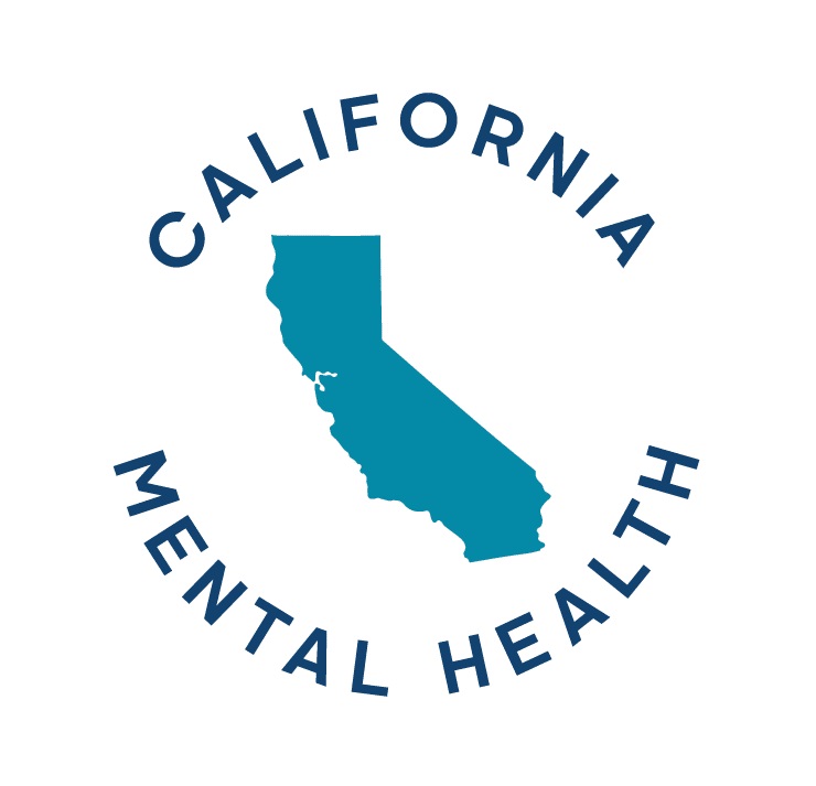 California Mental Health logo featuring the state map silhouette, promoting mental wellness and support in California.
