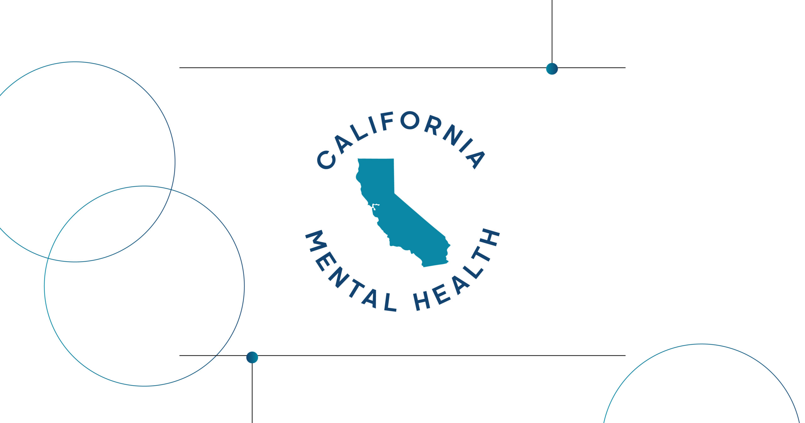 Logo featuring a teal silhouette of California surrounded by dark blue curved text reading 'CALIFORNIA MENTAL HEALTH' in a circular layout.
